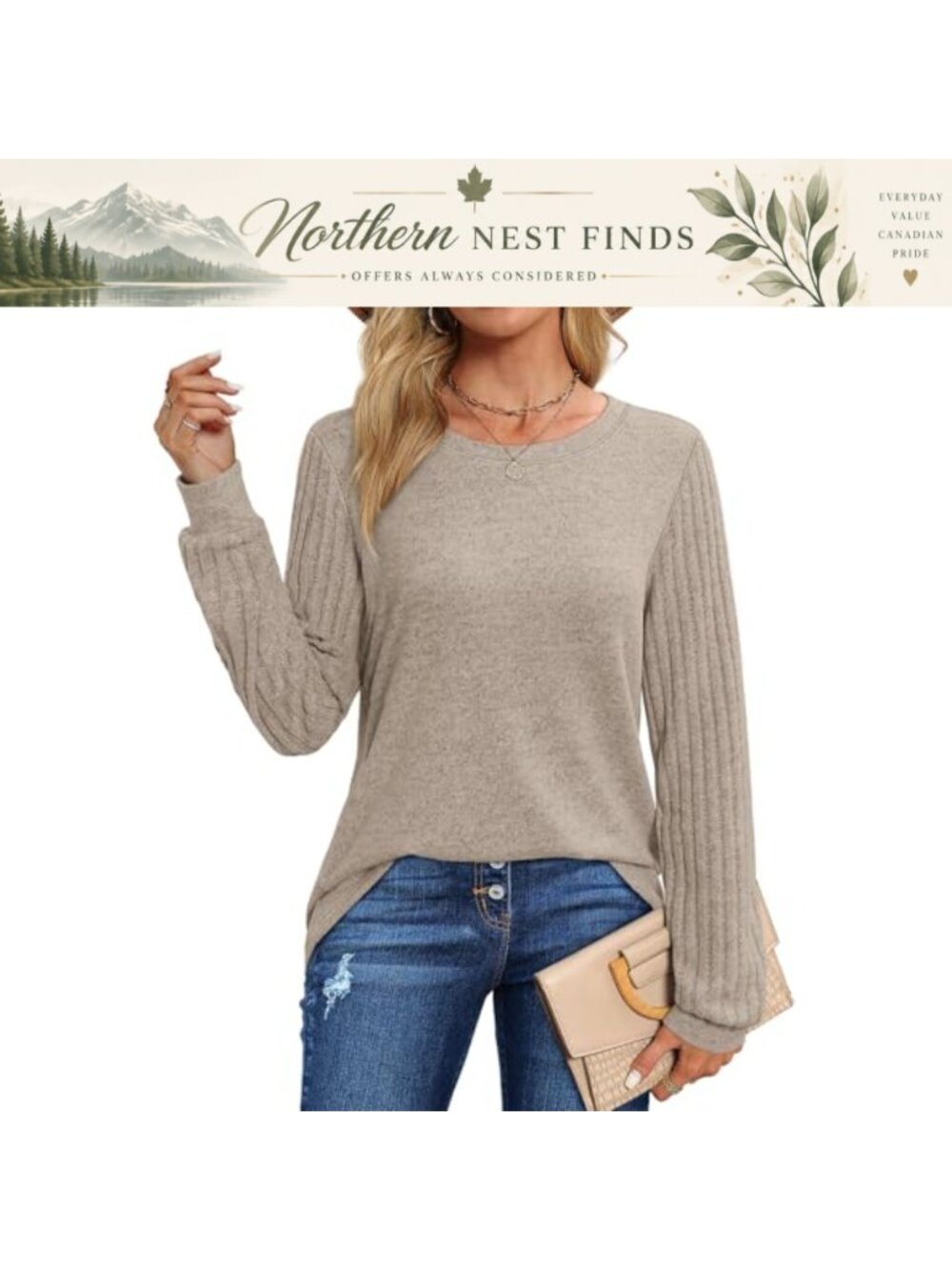 Women's Long Sleeve Tunic Top Crewneck Loose Fit Business Casual Tee